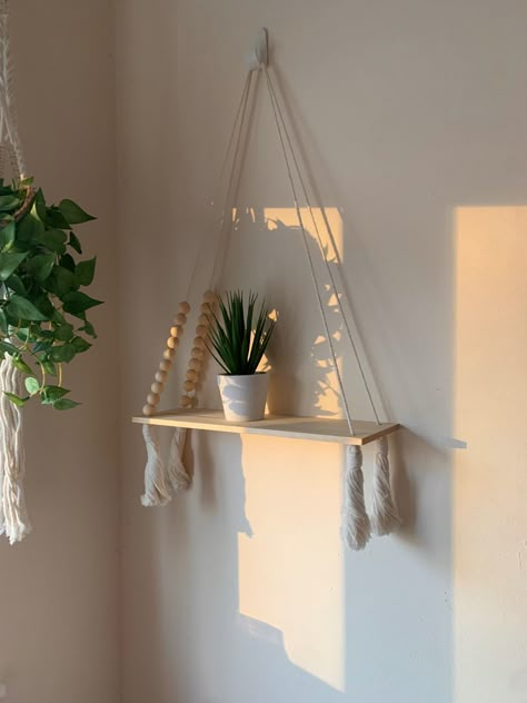 DIY Hanging Rope Shelf