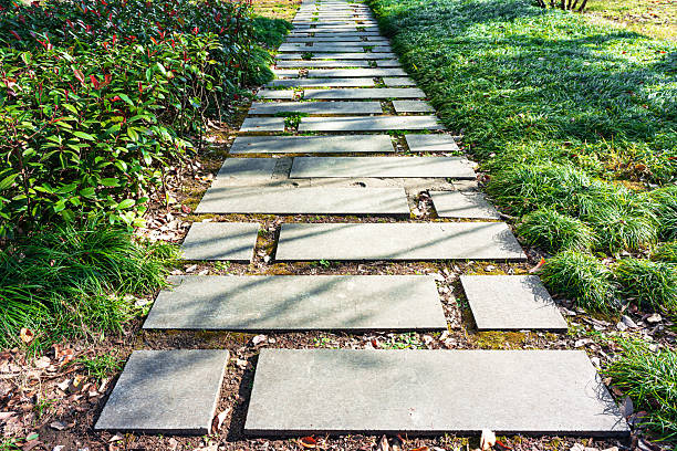 Stepping Stone Path Through Lawn