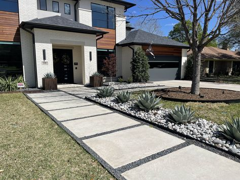 Minimalist Front Yard with Pavers